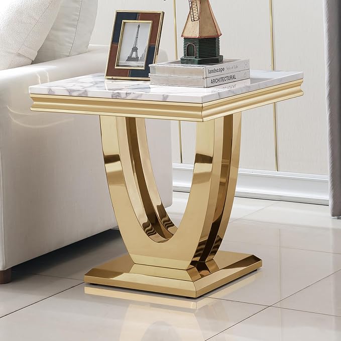 White & Gold - End Table