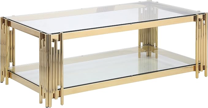 Clear Glass and Gold Frame Adjustable Legs