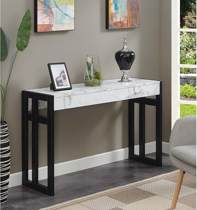 White Faux Marble and Black