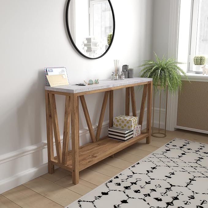 Concrete Top/Warm Oak Frame