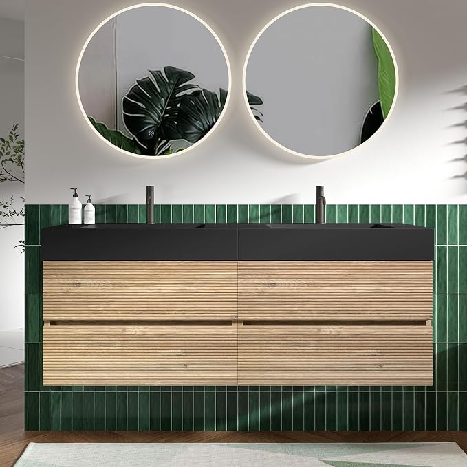 Rough Oak / Black High-rim Sink