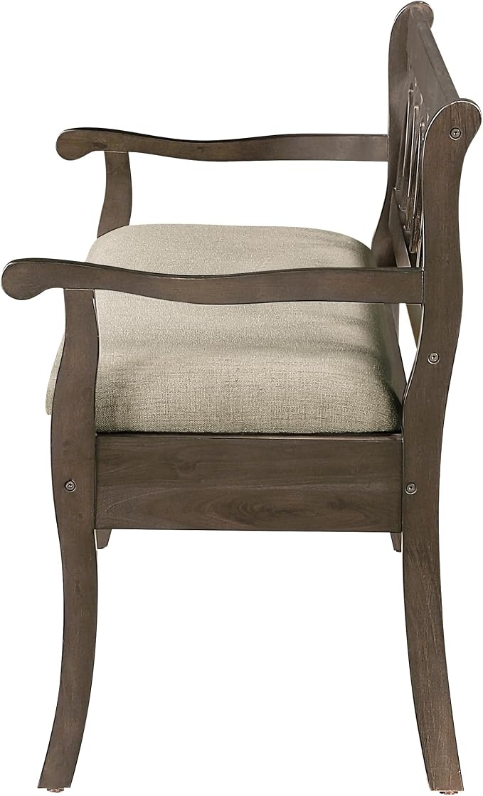Dark Walnut Finish With Beige Seat