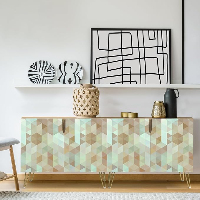 Teal & Brown Mid-century Polygons