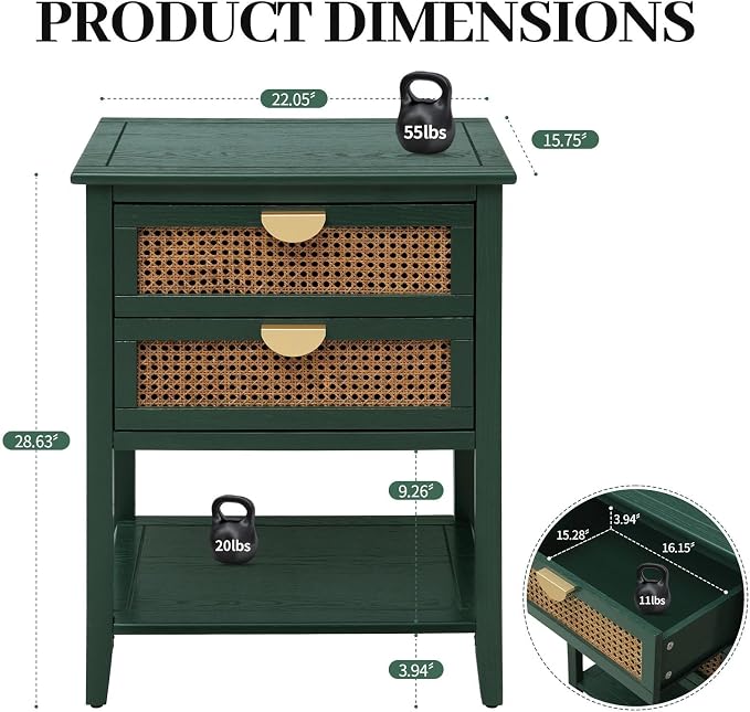 Green 2 Drawer Set of 2