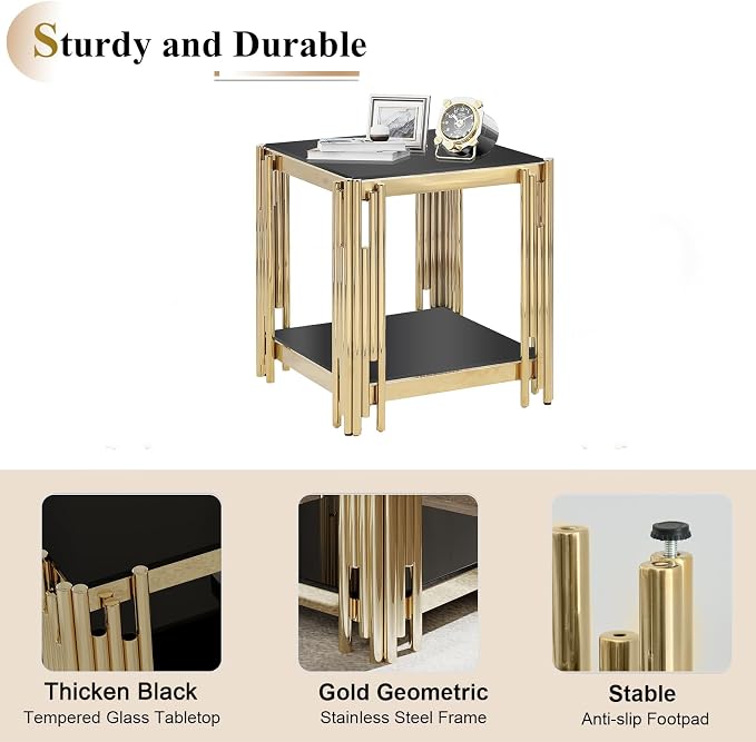 A-end Table-black Gold