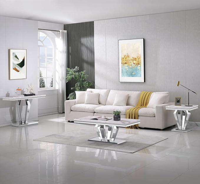 Coffee Table - White Silver Base