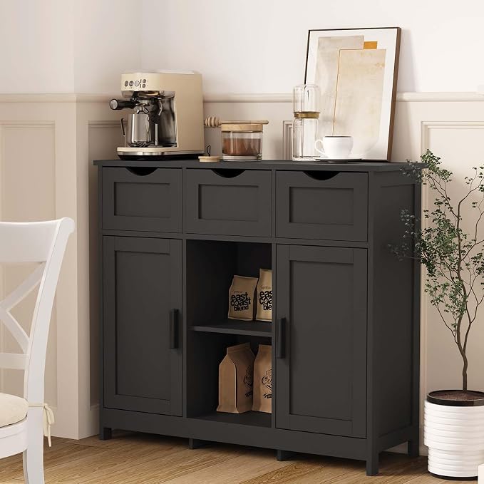 Black-3 Drawers+2 Doors