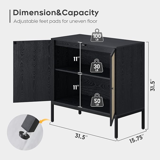 Black/Natural With Square Doors