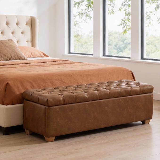 Armless-brown Faux Leather 60.2''w