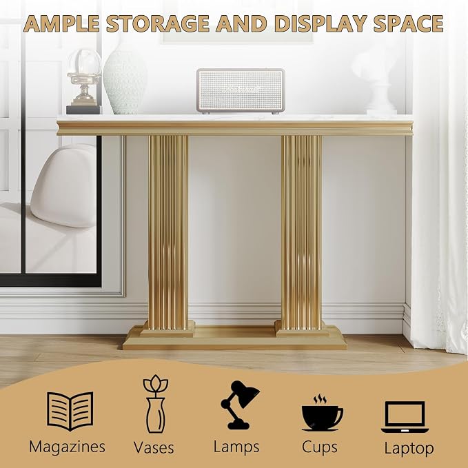 White Golden Console Table