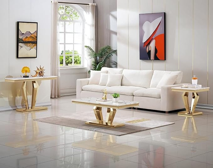 Coffee Table - White Gold Base