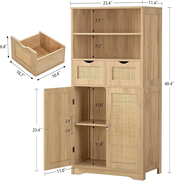 Natural, 2 Drawers