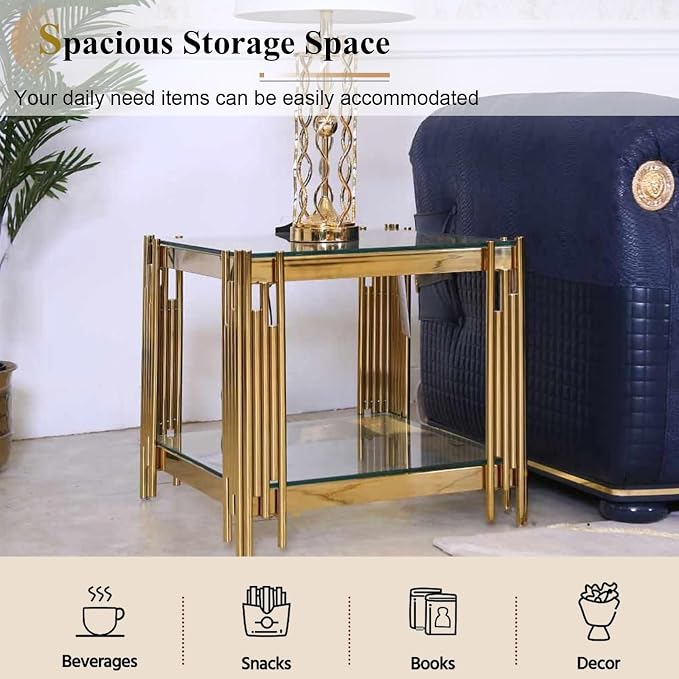 Clear Gold-end Table