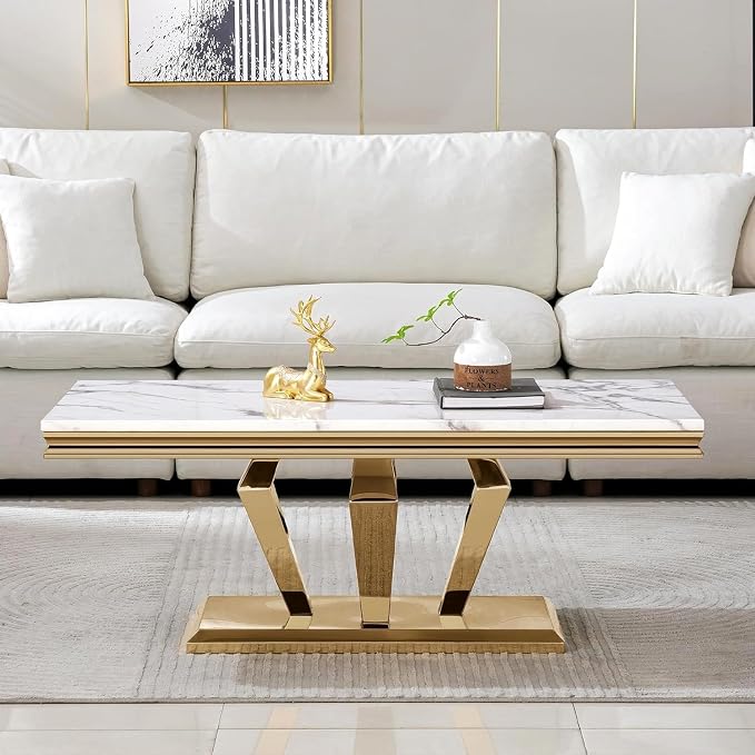 Coffee Table - White Gold Base