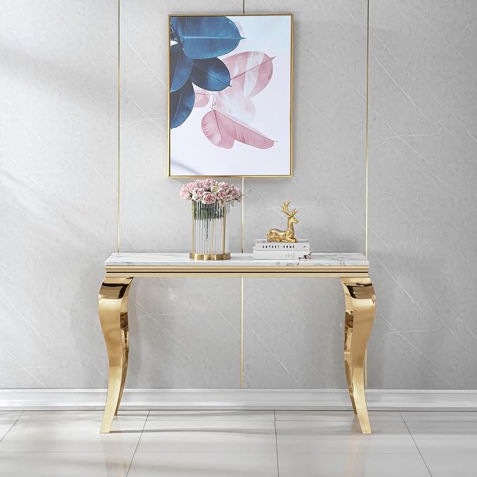 Console Table - White Gold Base