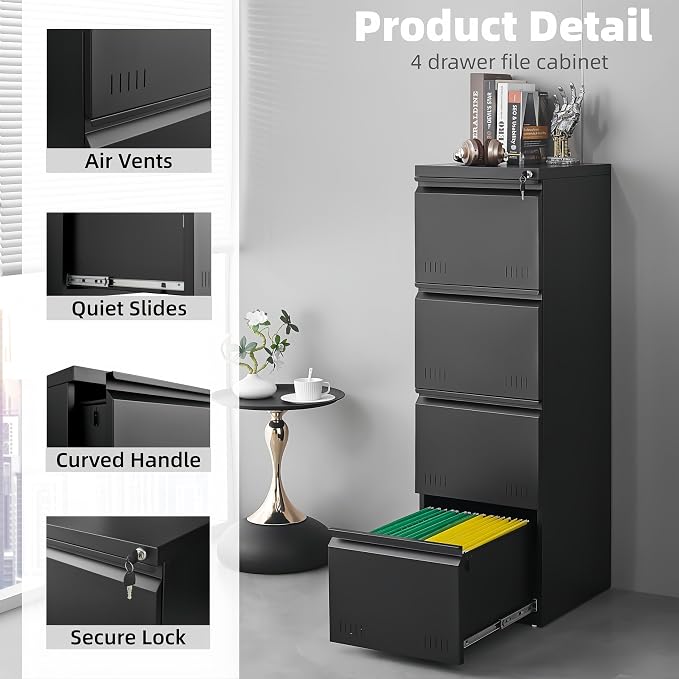 Matte-black 4-drawer Vertical