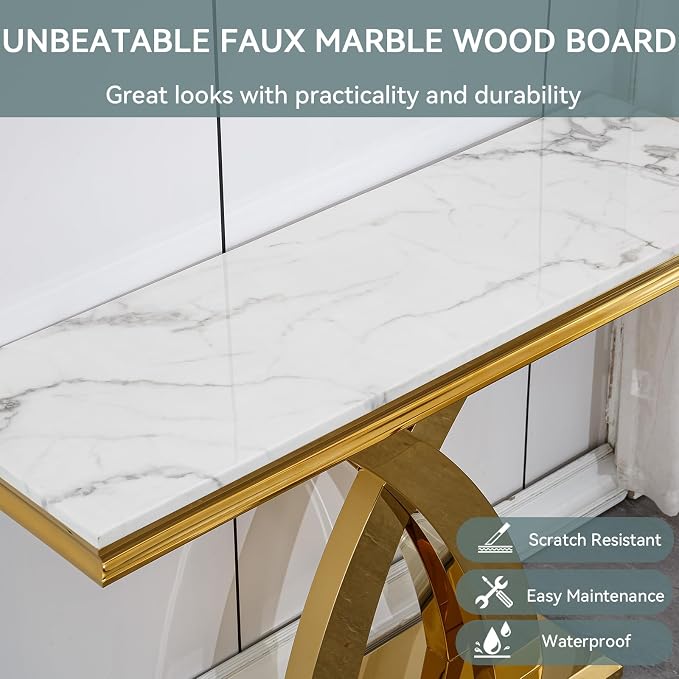 White Gold Console Table