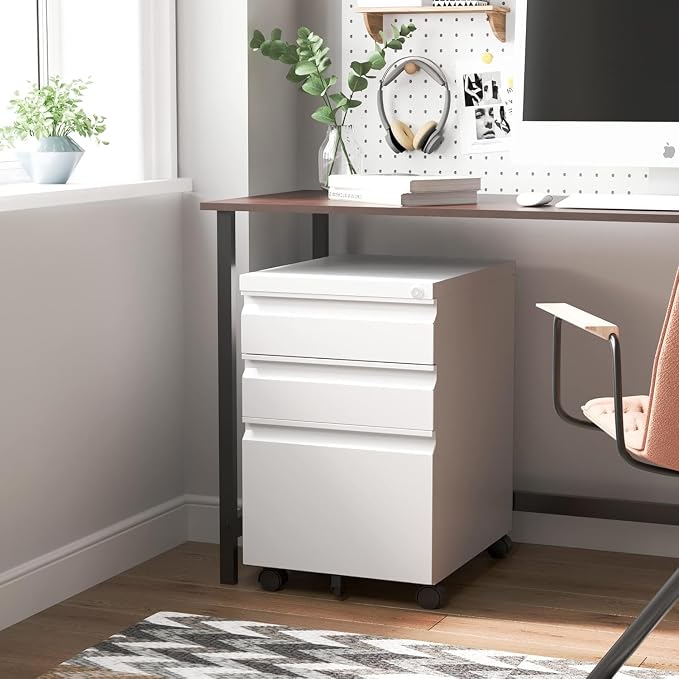 Matte-white 3-drawer Mobile