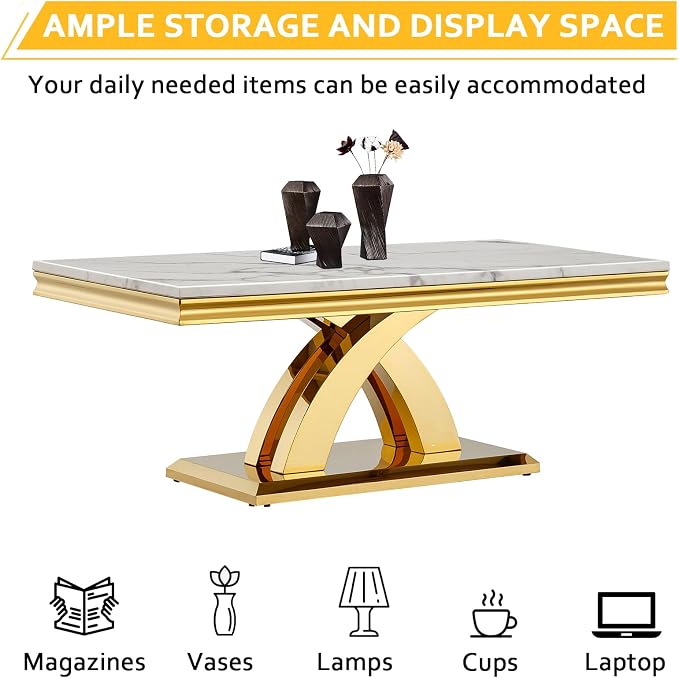 White Golden Coffee Table