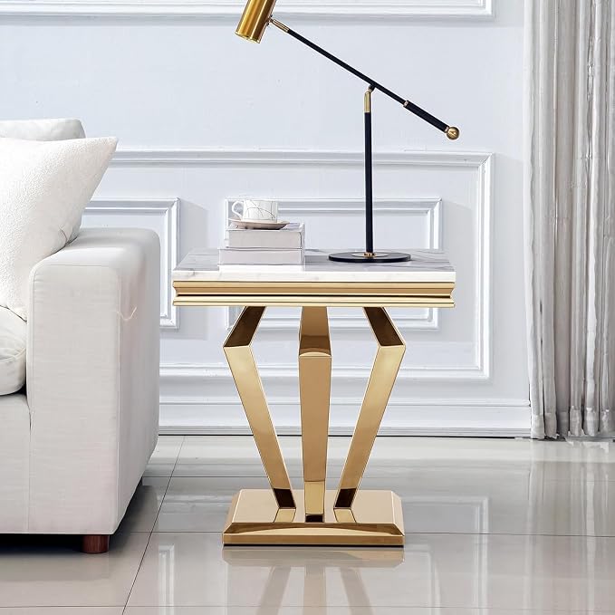 End Table - White Gold Base