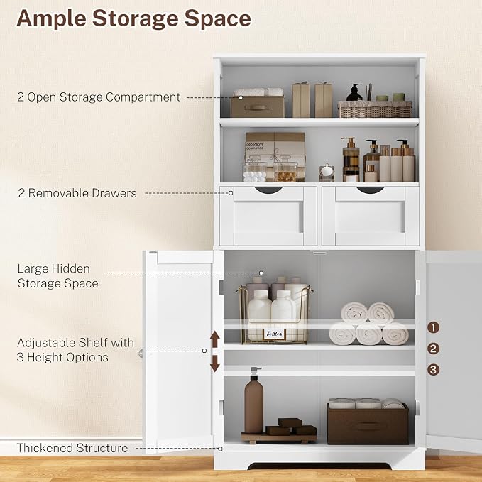 White, 2 Drawers