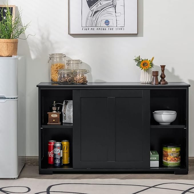 Black/Wooden Sliding Door