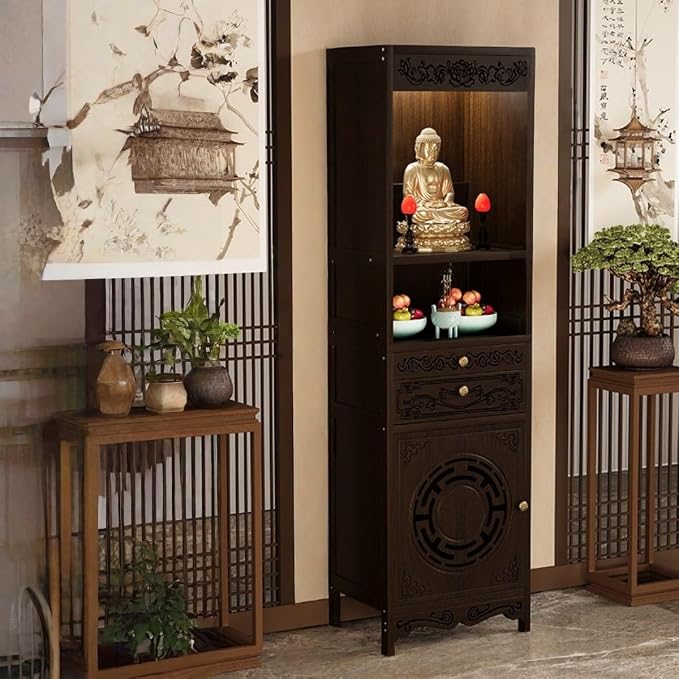 Acrylic Transparent Double Door With Pull-out Board, Buddhist Altar