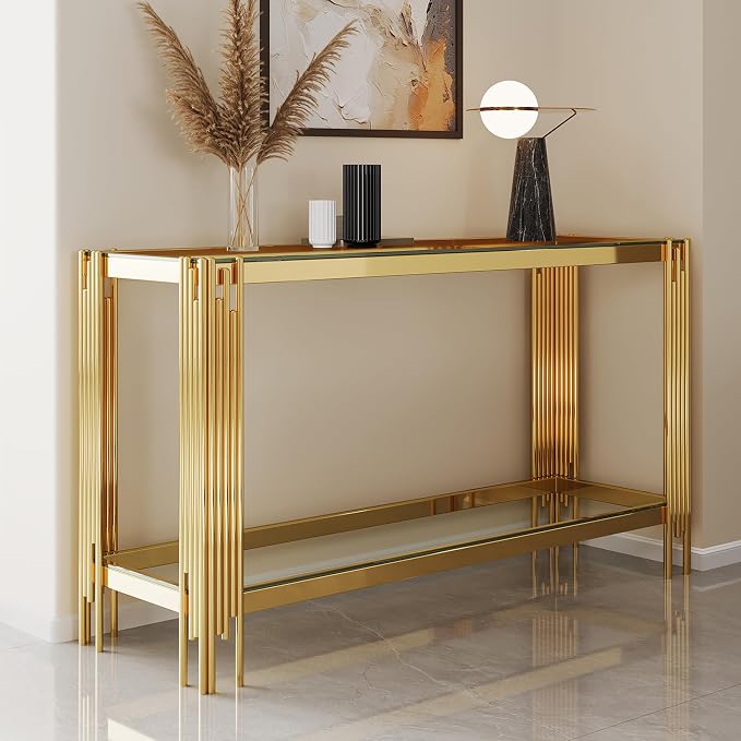 Console Table-clear & Gold