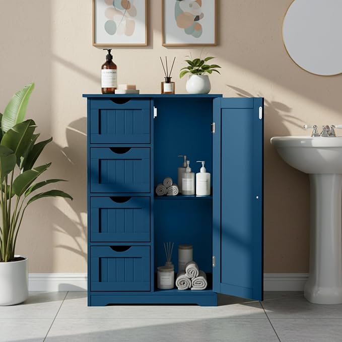 Navy Blue-4 Drawers & 1 Door