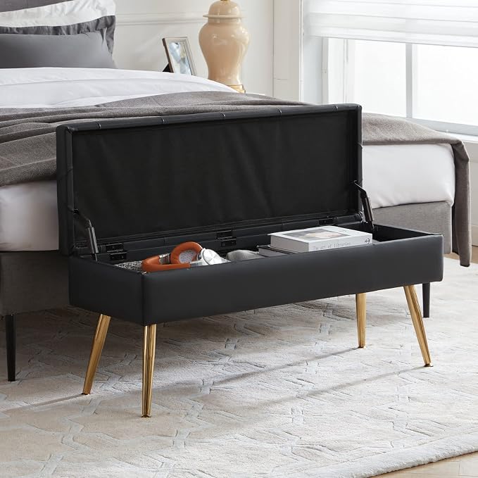 40 Inch Black Faux Leather