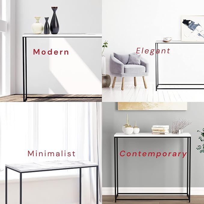 Marble Black Metal Console Table