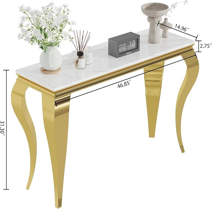 White Top & Gold Legs - Console Table