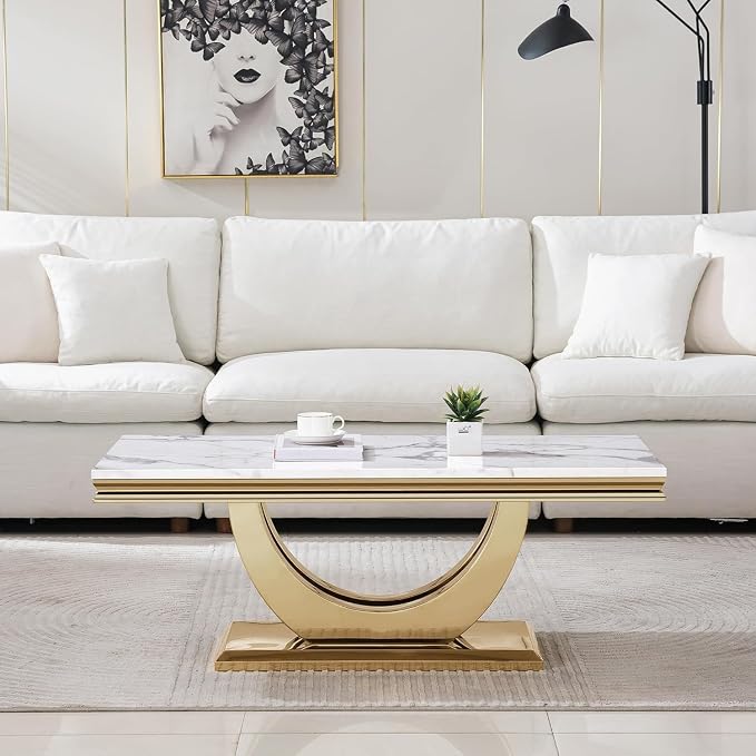 White & Gold Coffee Table