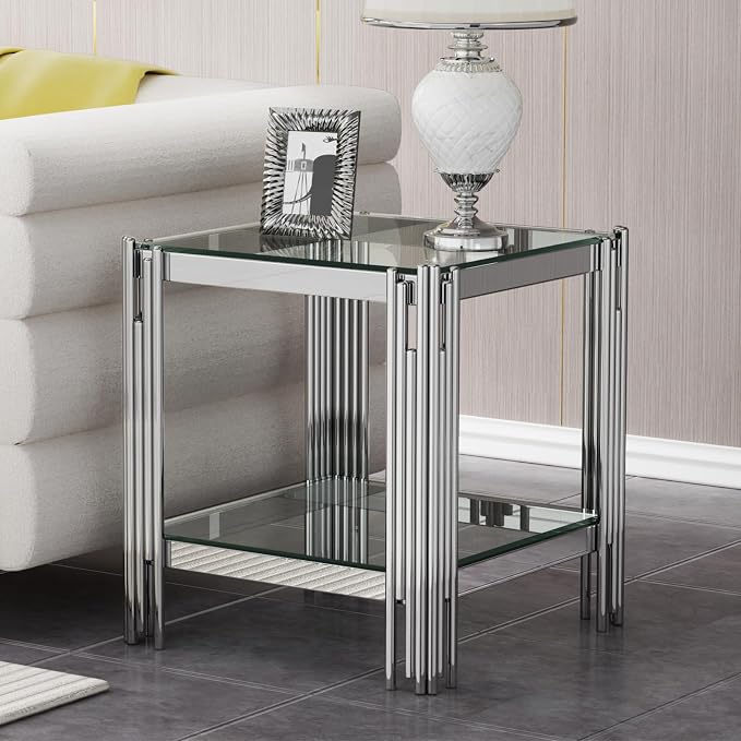 Silver & Clear End Table
