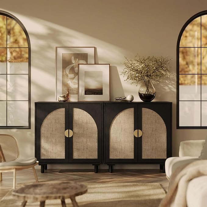 Rattan Doors-black-2pcs