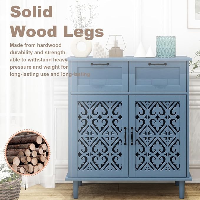 2 Set Blue 2 Door 2 Drawer Cabinet
