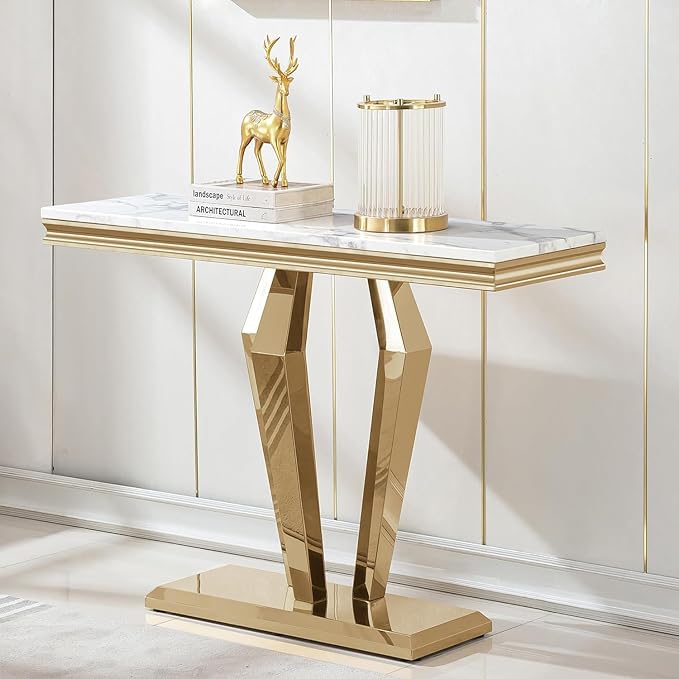 Console Table - White Gold Base