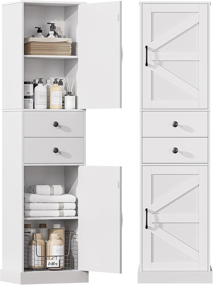 White With 2 Drawers & Doors