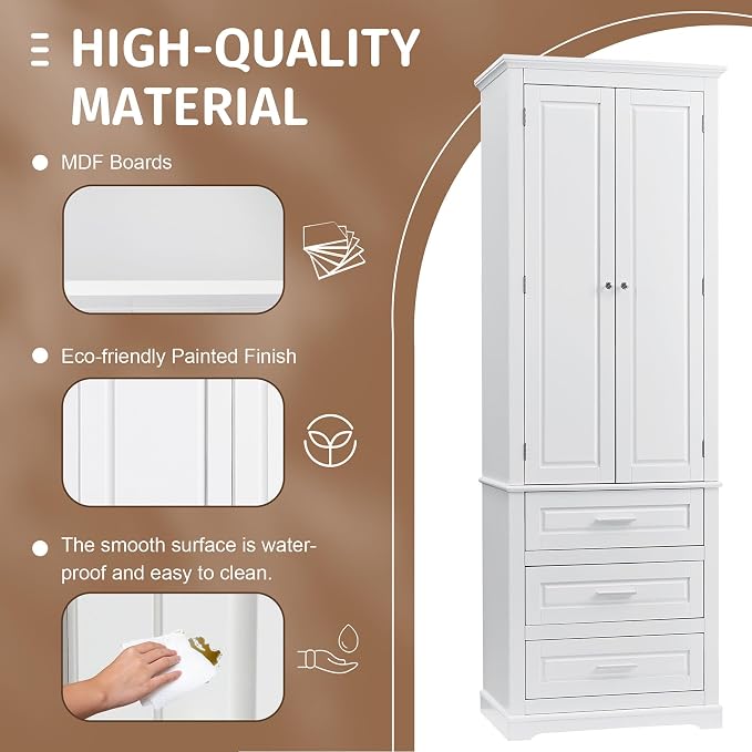 White 3 Drawers