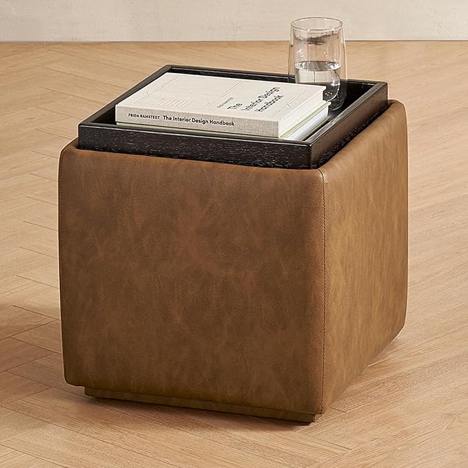 Brown Pu Leather, Cube