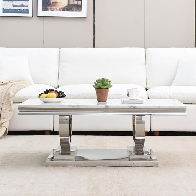Coffee Table - White Silver