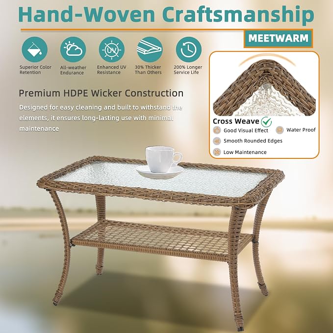 Brown Wicker/Glass Top