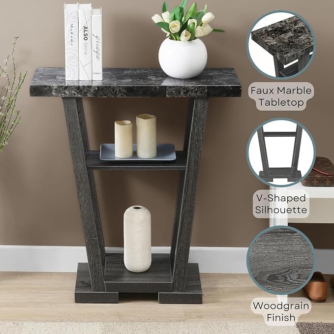 Faux Black Marble and Weathered Gray
