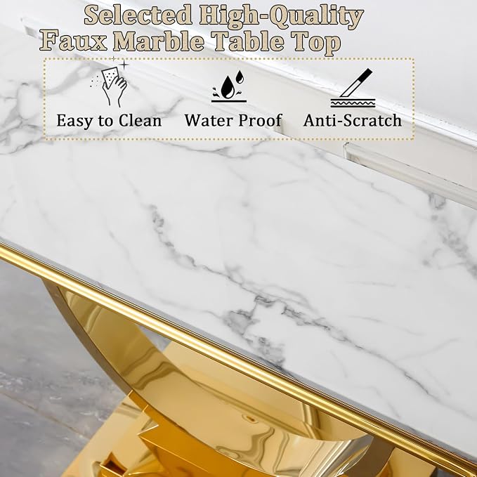 White Golden Console Table