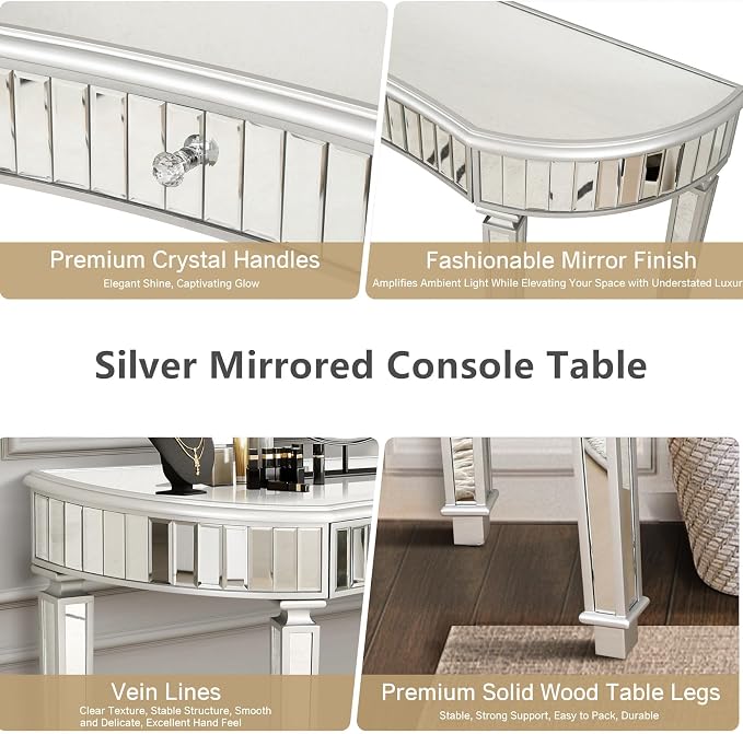 D: Silver Half-moon Sofa Table