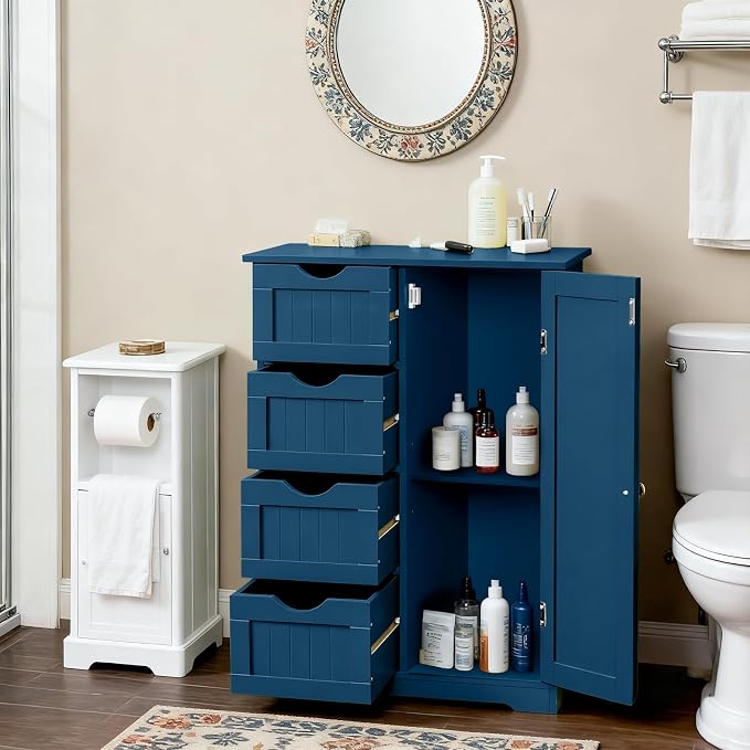 Navy Blue-4 Drawers & 1 Door