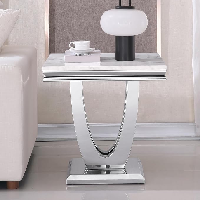 White & Silver - End Table