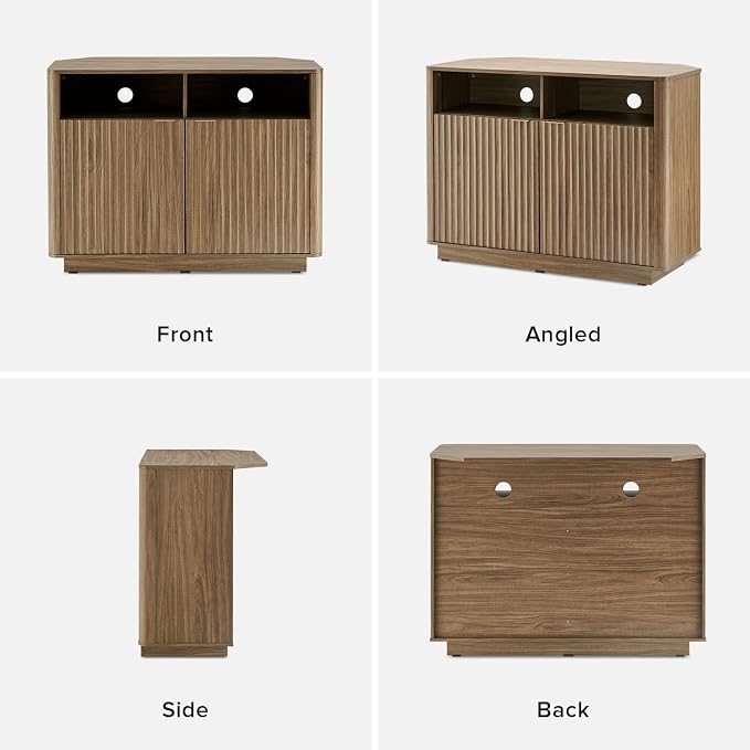 Walnut Corner Fluted Cabinet