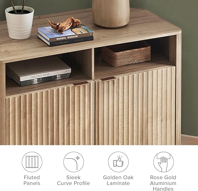 Oak Corner Fluted Cabinet