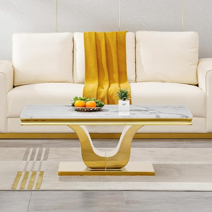 Coffee Table - White Gold Base